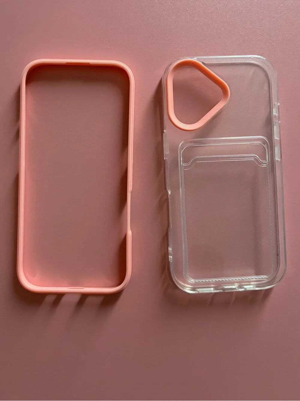 Pink Clear Protective iPhone 17 Case with Card Slot